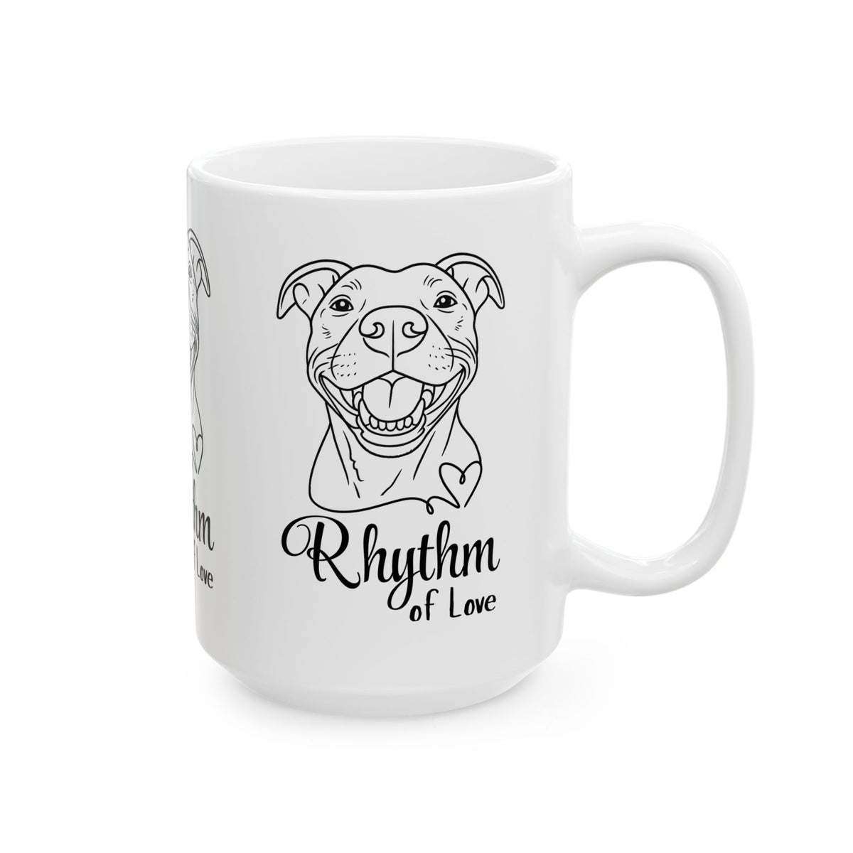 Rhythm of Love – Dog Lover Mug Featuring Pitbull Art