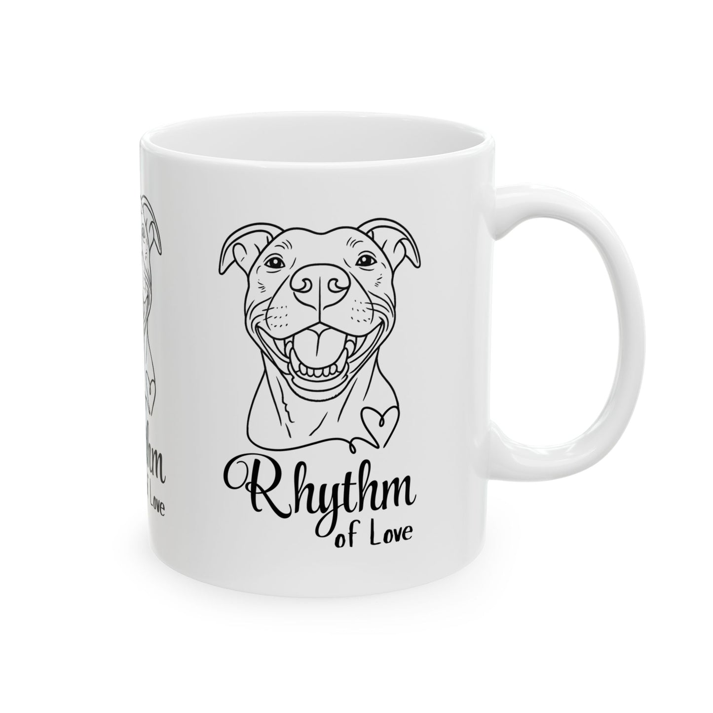 Rhythm of Love – Dog Lover Mug Featuring Pitbull Art