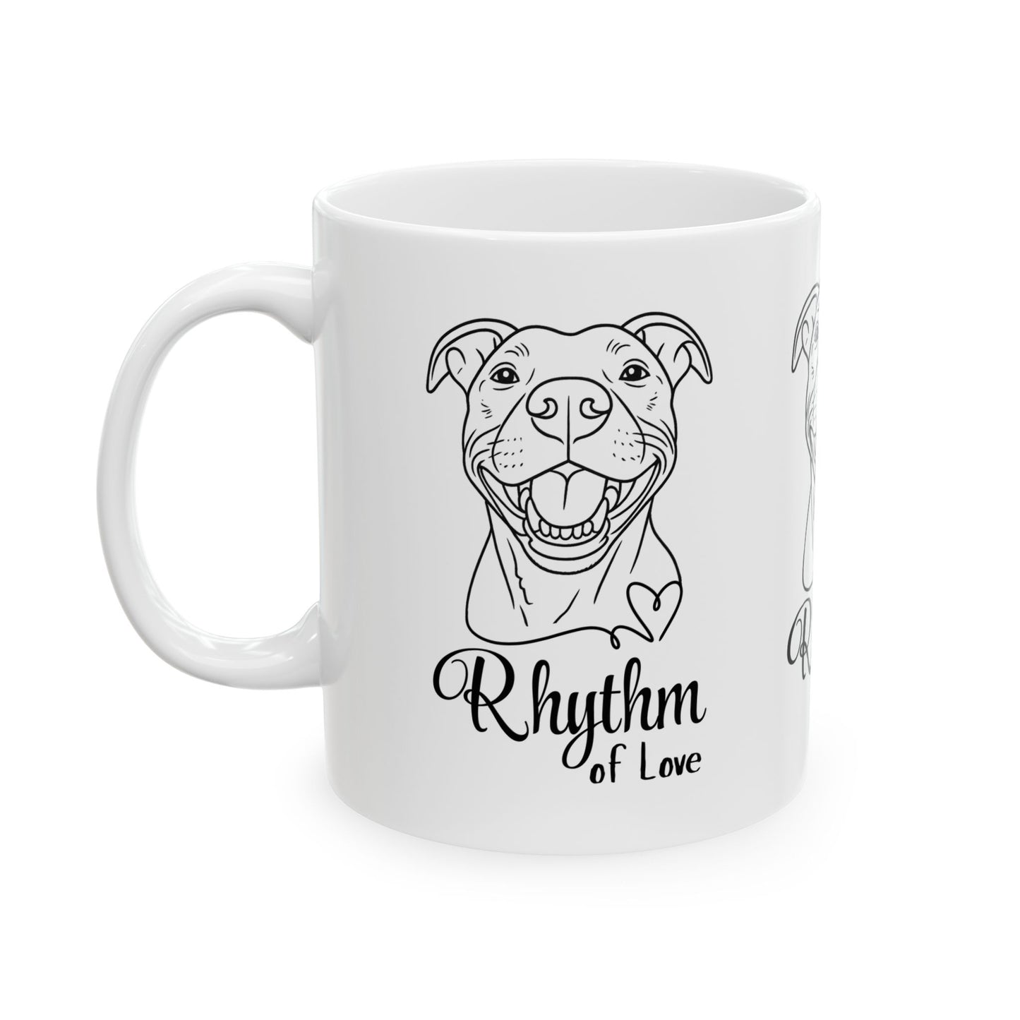 Rhythm of Love – Dog Lover Mug Featuring Pitbull Art