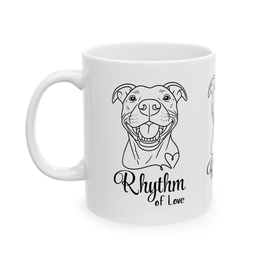 Rhythm of Love – Dog Lover Mug Featuring Pitbull Art