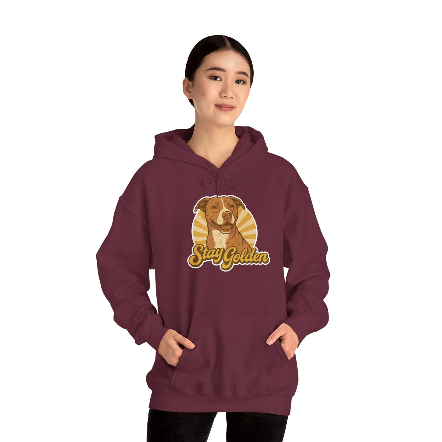 Stay Golden Hoodie – Vintage Pitbull Design Inspired by Nala