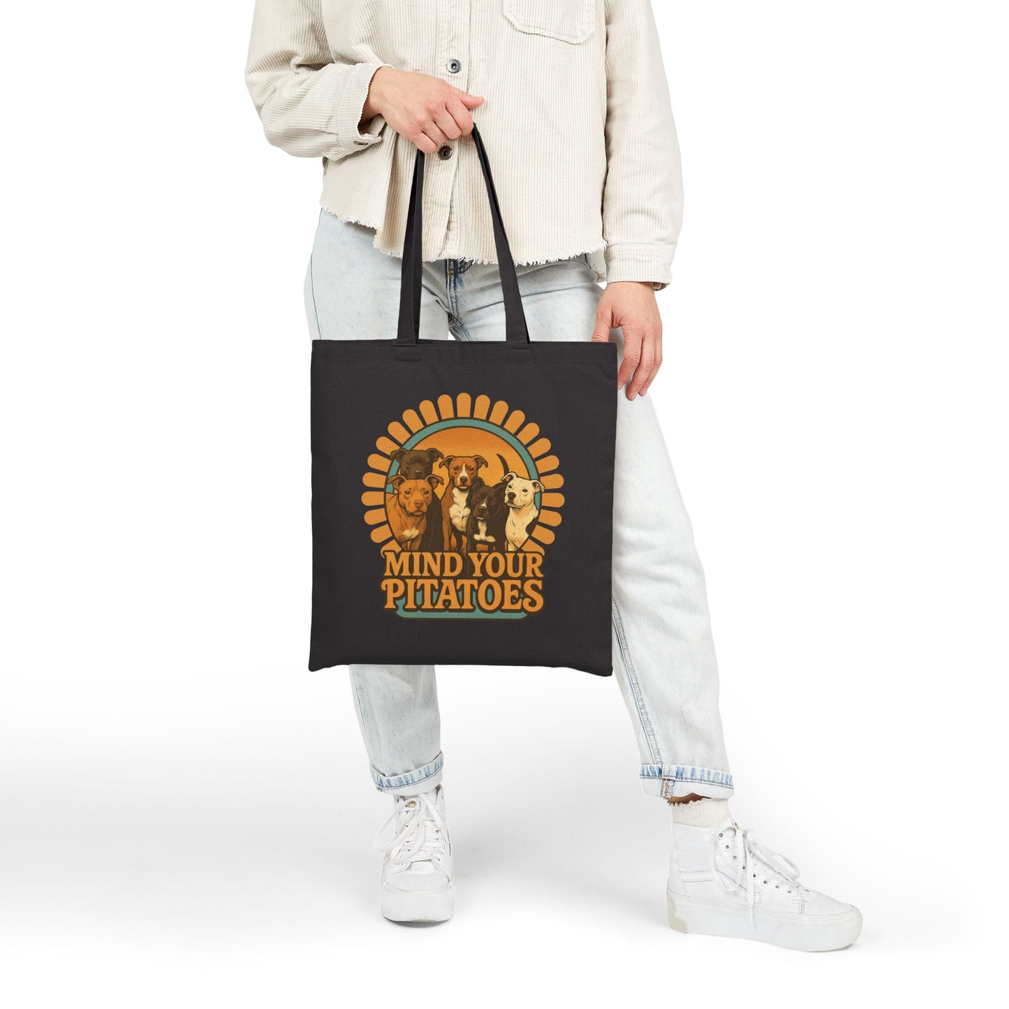 Mind Your Pitatoes Retro Canvas Tote
