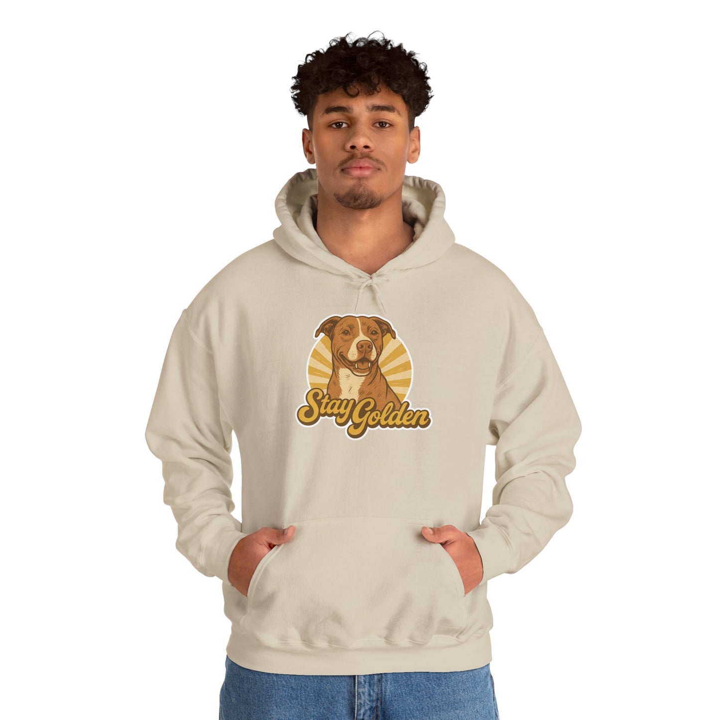 Stay Golden Hoodie – Vintage Pitbull Design Inspired by Nala