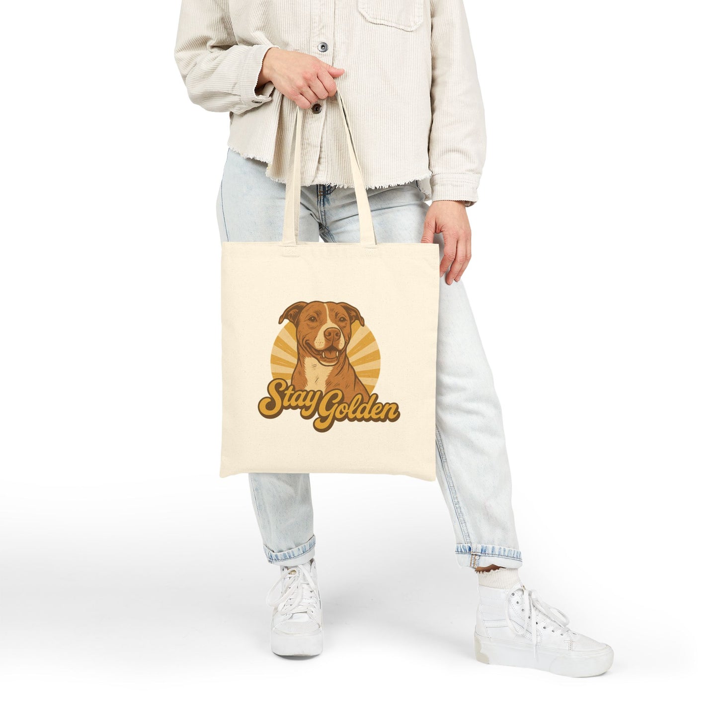 Stay Golden Tote Bag – Vintage Pitbull Design Inspired by Nala