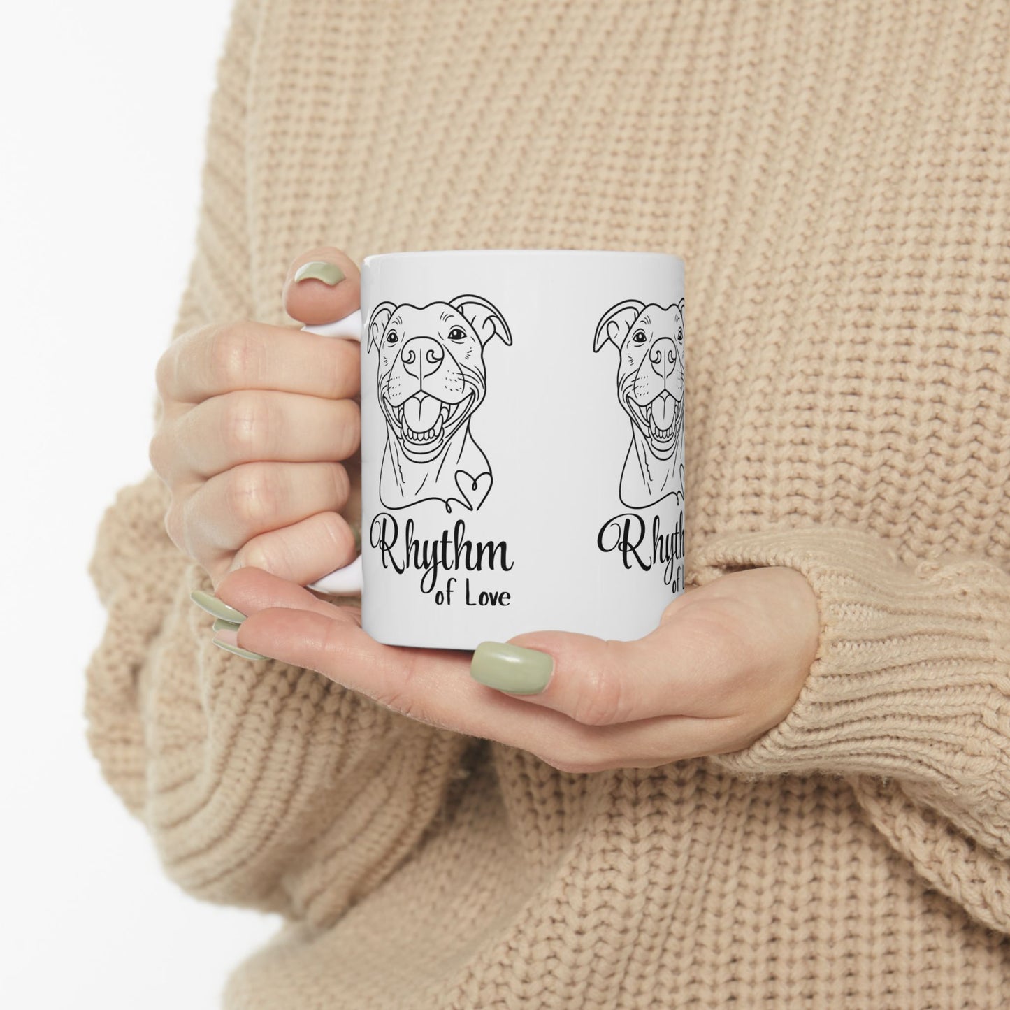 Rhythm of Love – Dog Lover Mug Featuring Pitbull Art