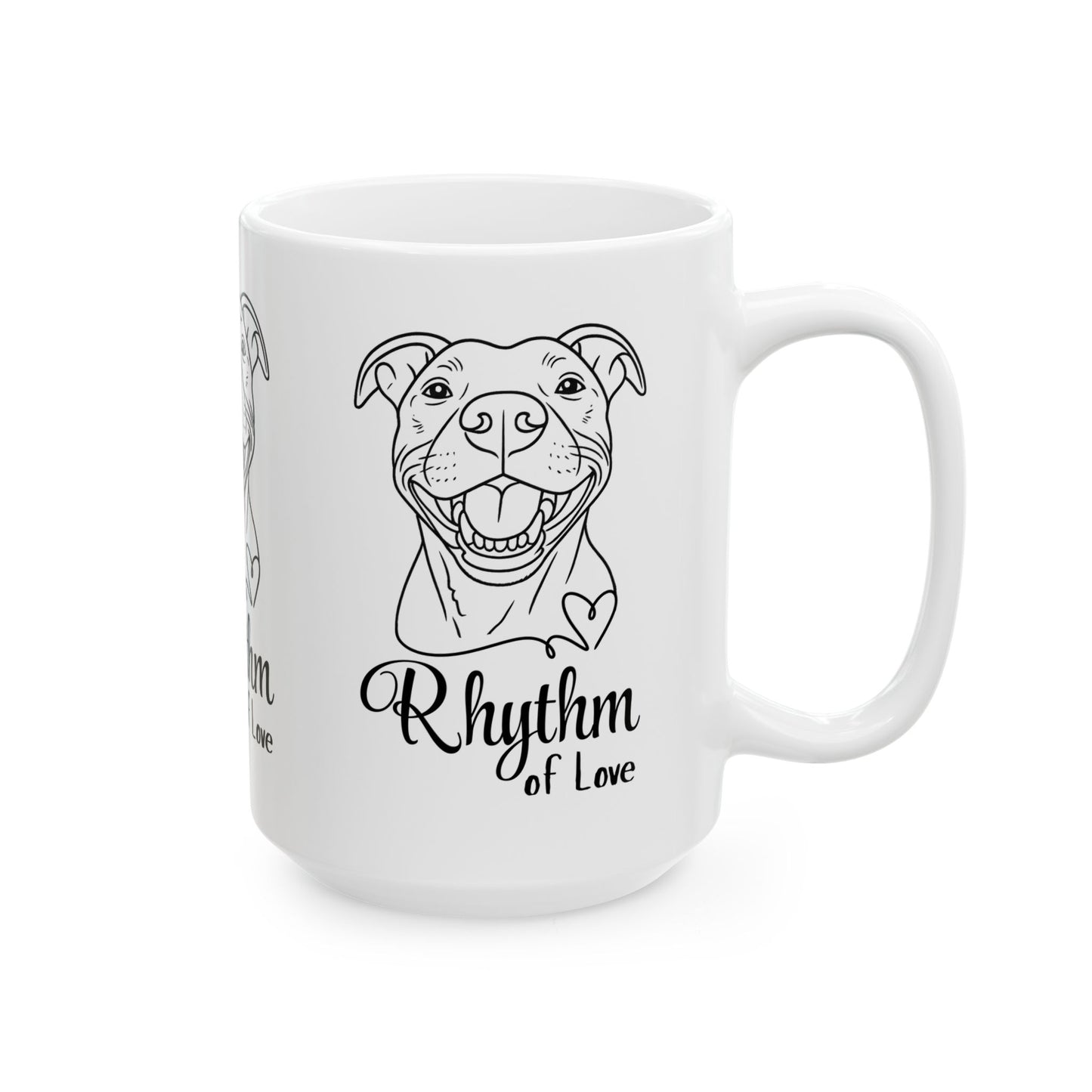 Rhythm of Love – Dog Lover Mug Featuring Pitbull Art