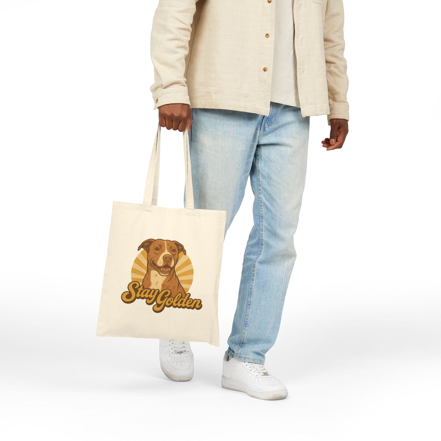 Stay Golden Tote Bag – Vintage Pitbull Design Inspired by Nala