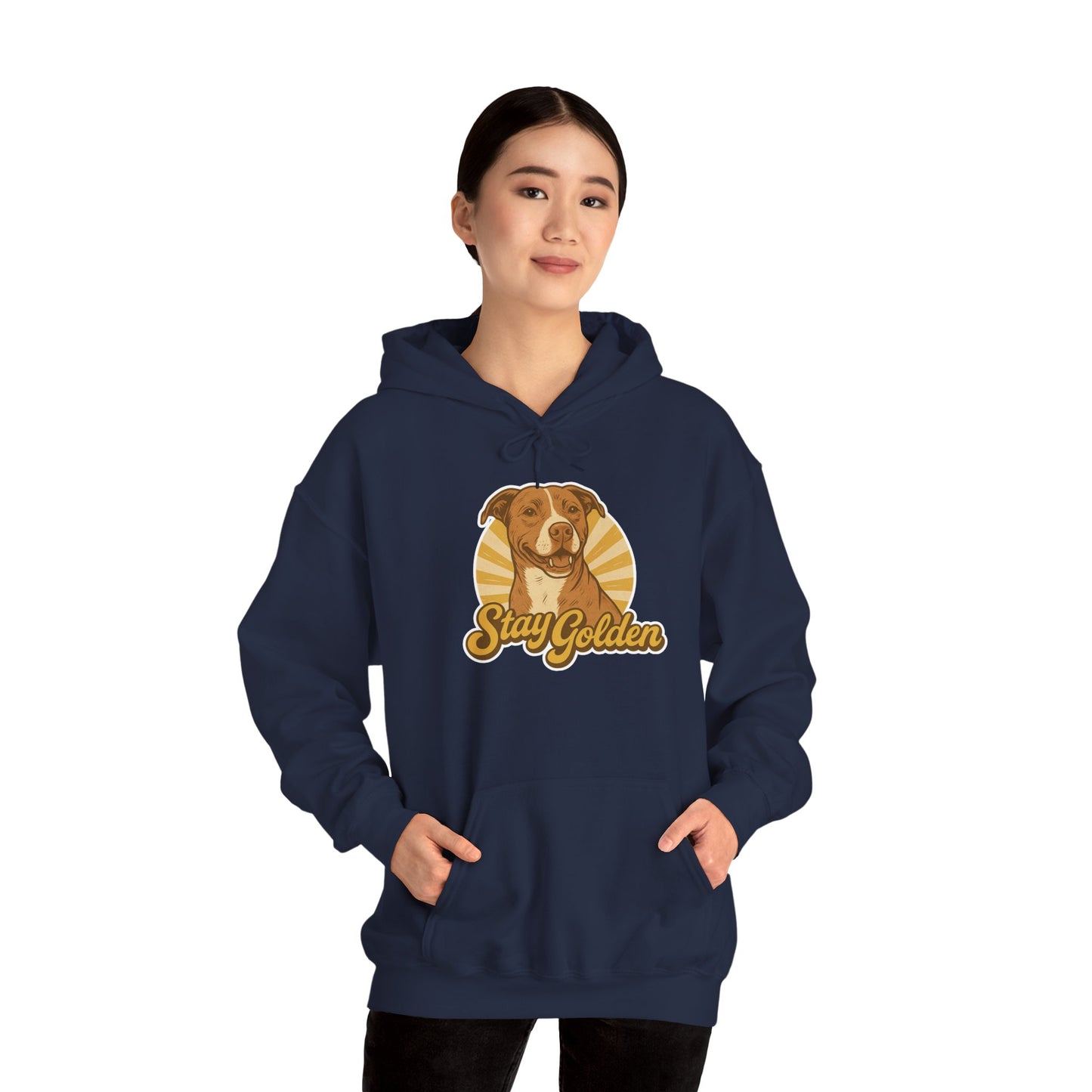Stay Golden Hoodie – Vintage Pitbull Design Inspired by Nala