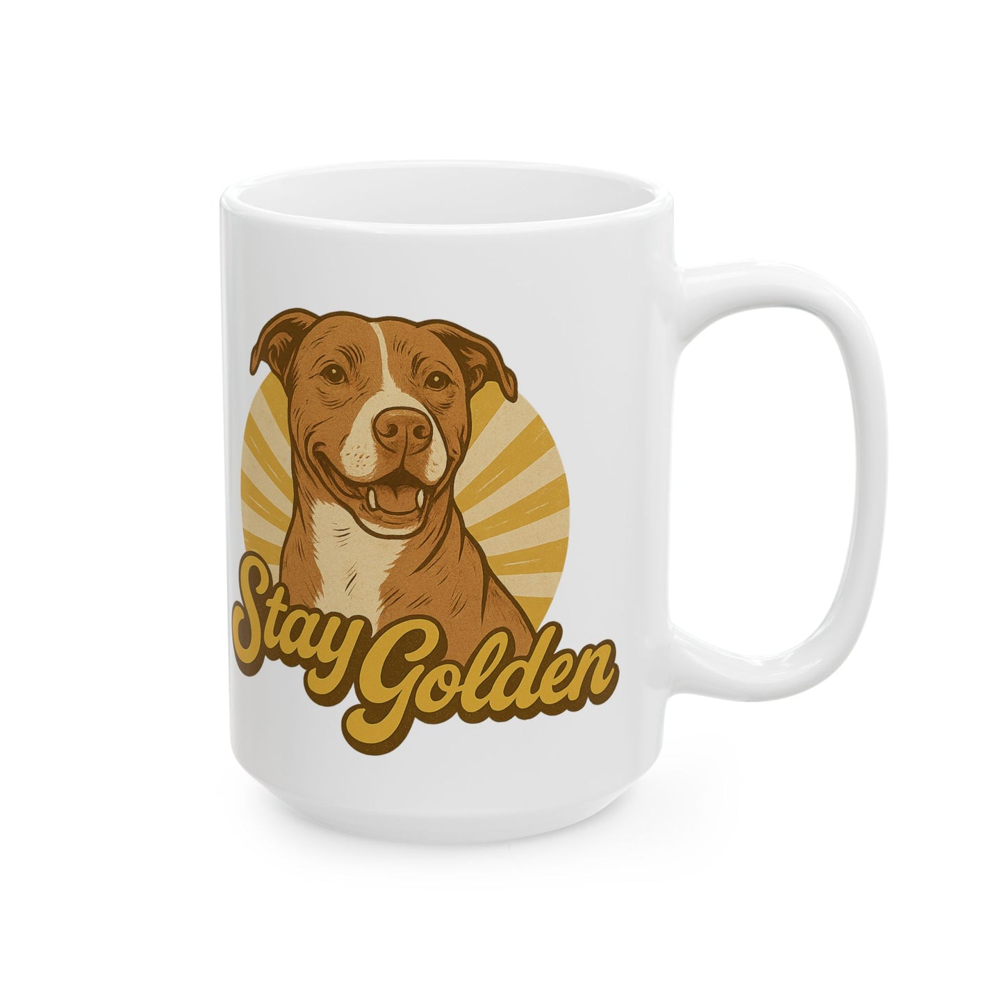 Stay Golden Mug – Vintage Pitbull Design Inspired by Nala