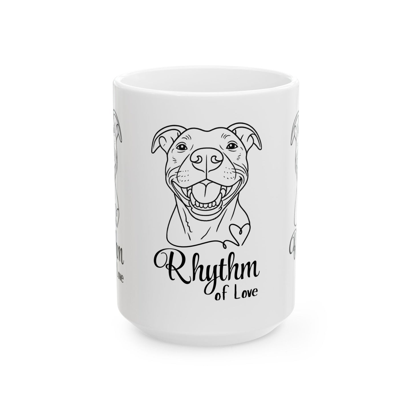Rhythm of Love – Dog Lover Mug Featuring Pitbull Art
