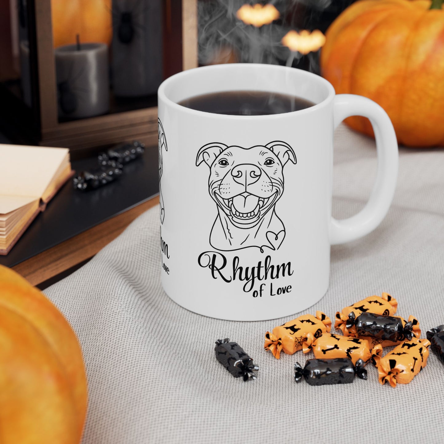 Rhythm of Love – Dog Lover Mug Featuring Pitbull Art