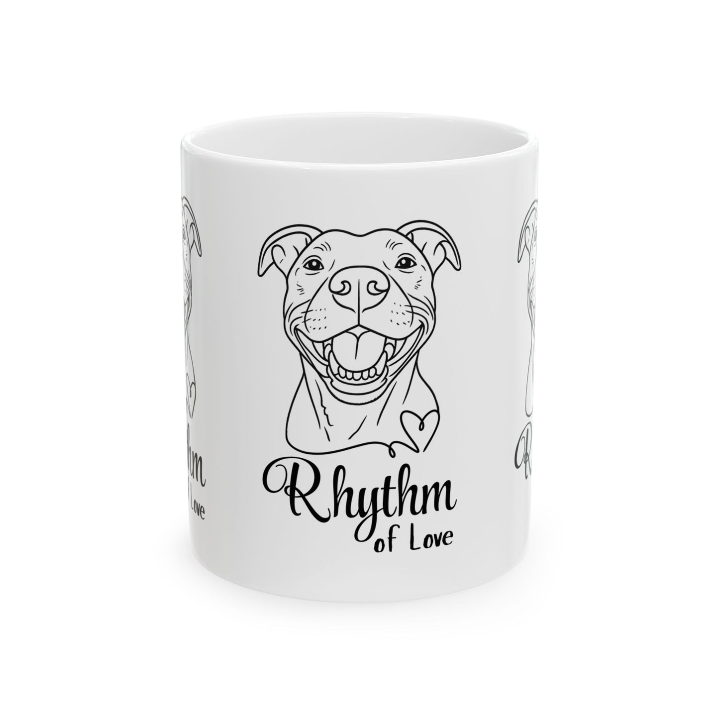 Rhythm of Love – Dog Lover Mug Featuring Pitbull Art
