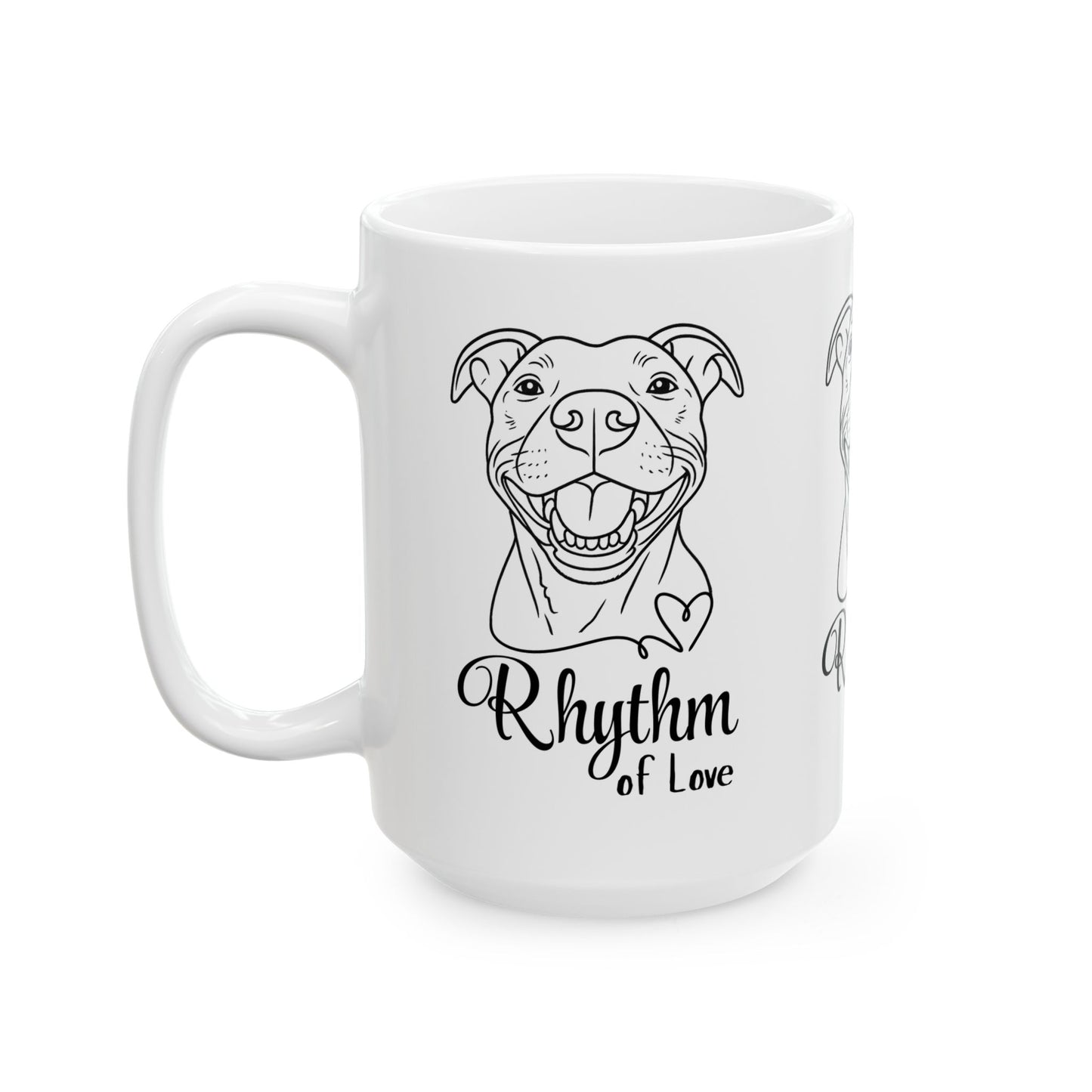 Rhythm of Love – Dog Lover Mug Featuring Pitbull Art