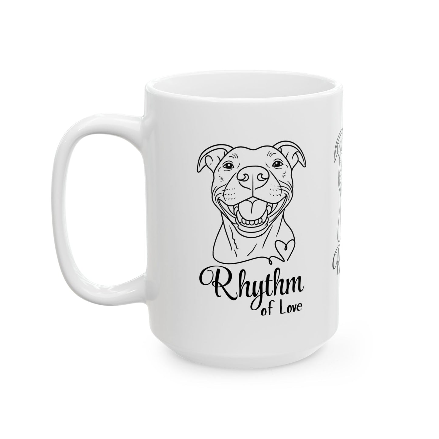 Rhythm of Love – Dog Lover Mug Featuring Pitbull Art