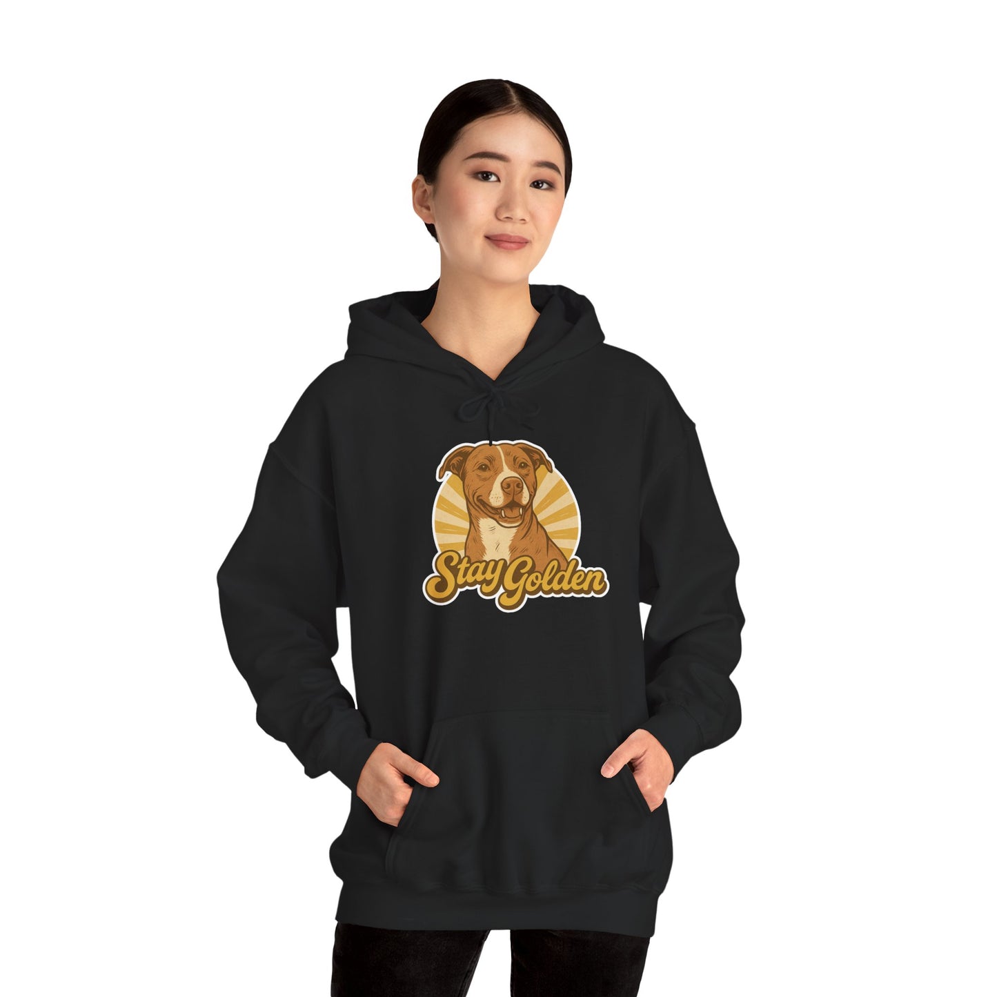 Stay Golden Hoodie – Vintage Pitbull Design Inspired by Nala