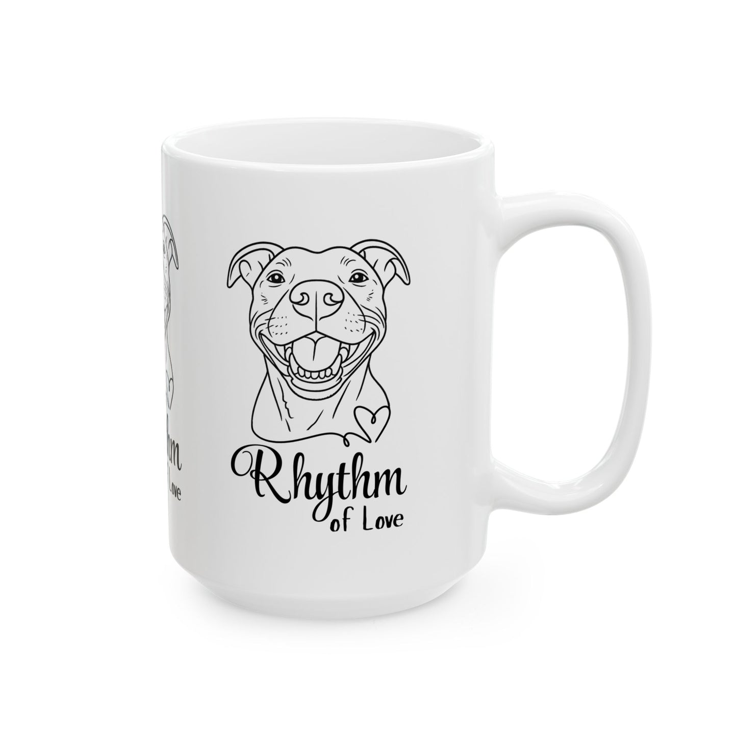 Rhythm of Love – Dog Lover Mug Featuring Pitbull Art